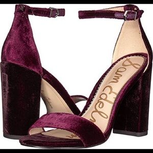 Sam Edelman Yaro raspberry wine velvet heels sz 6